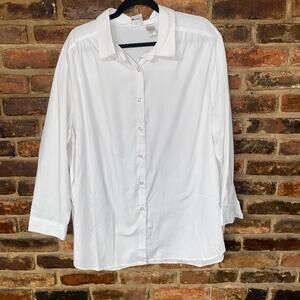 Roaman's Vintage White Long Sleeve Button Down Shirt Women's Size 1X